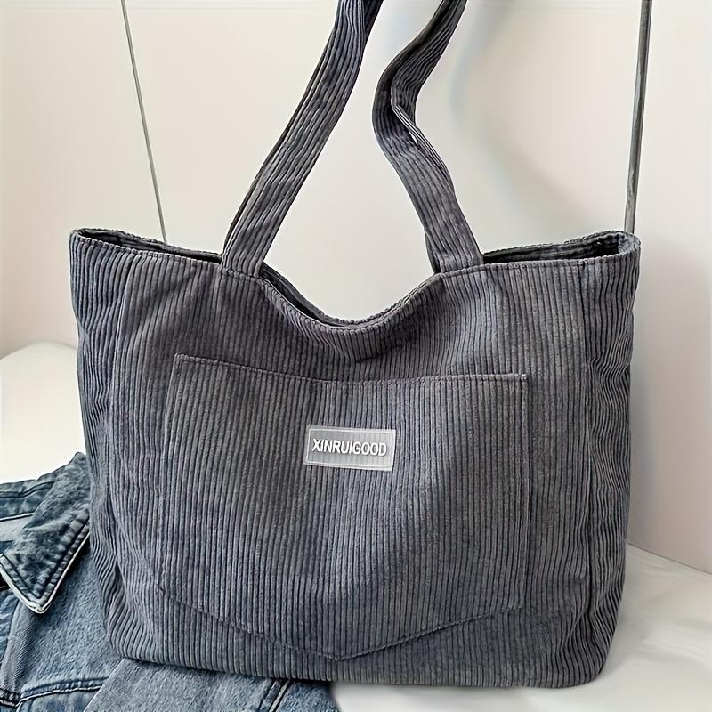 Damen Cord Schultertasche, Lässige Modehandtasche mit großer Kapazität, Geeignet zum Ausgehen, Maschinenwaschbar, mit festen Schultergurten