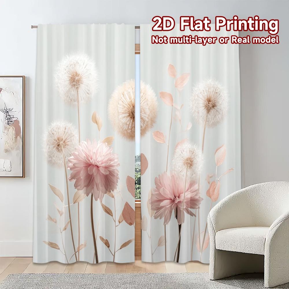 2pcs, 2D FLAT PRINTING Curtains (Without Rod) Blossom Harmony(1) Modern Curtains Versatile 100% Polyester Curtains All Seasons