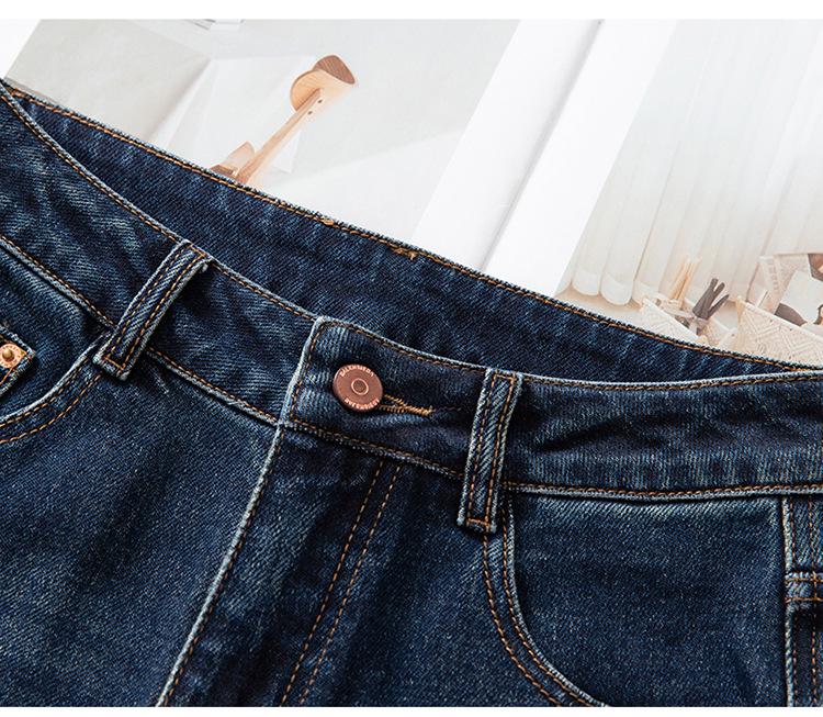 Women's Retro Blue Wide-Leg High-Waist Fleece-Lined Jeans: Autumn/Winter 2025 Collection