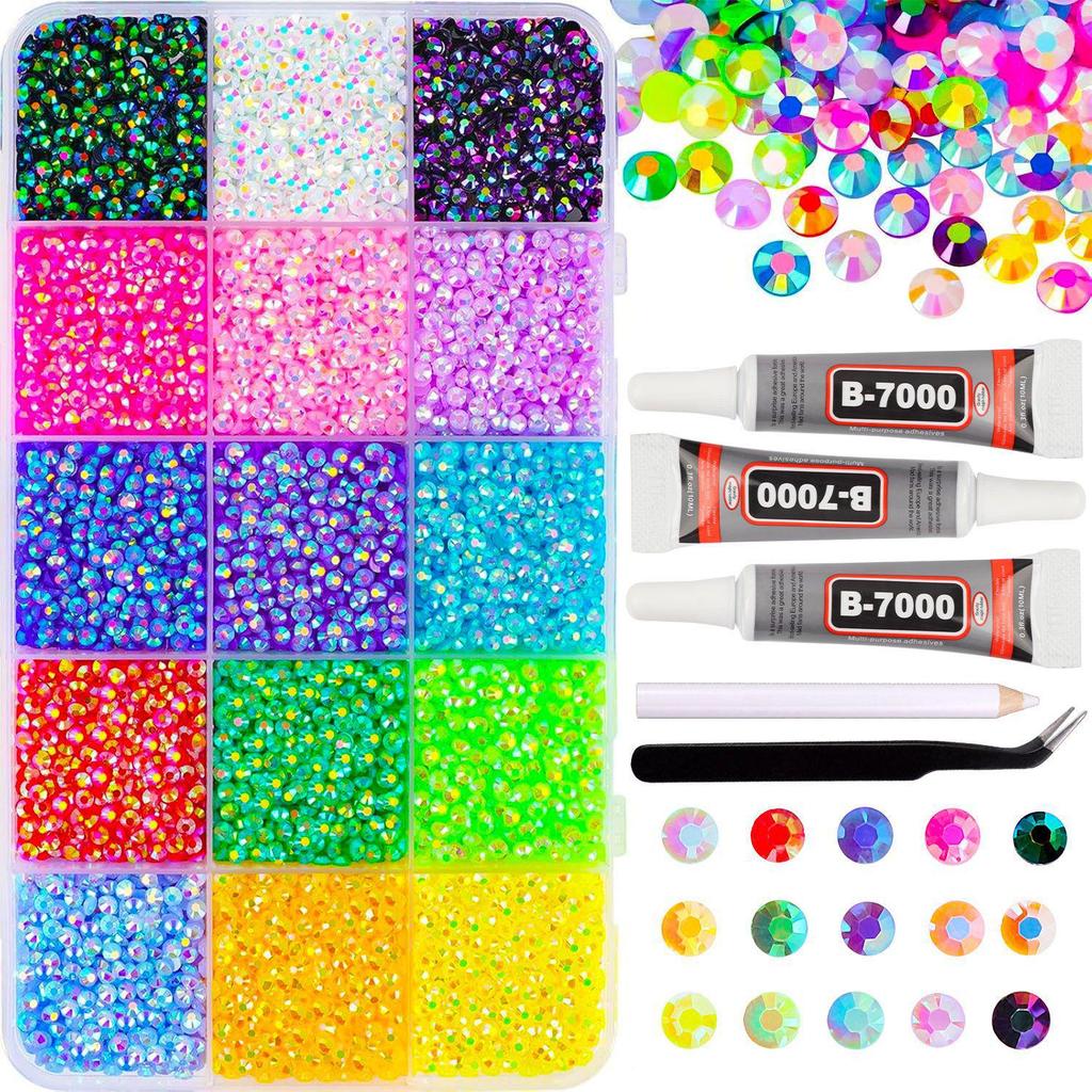 40-komorowe Rhinestones z Żywicy w Kolorach AB, Mieszane 3mm do Zdobienia Paznokci, Etui na Telefon i Ubrań DIY