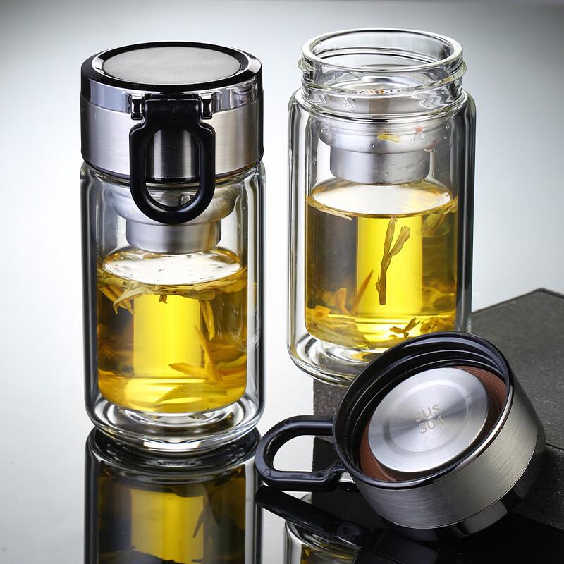 OLOEY Double-Layer Glass Tea Infuser Bottle