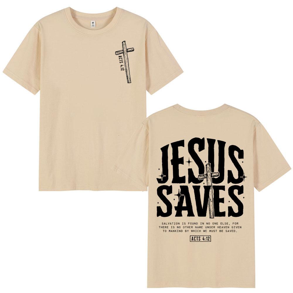 Jesus Saves Christian Bible Verse Tshirts Unisex Unisex Fashion Vintage Short Sleeve T Shirt Summer Casual Loose 100cotton Tshirt