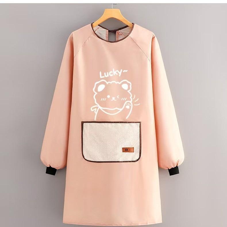 Cooking and catering coverall, thickened work apron, waterproof apron, long-sleeved apron, cartoon oil-proof apron