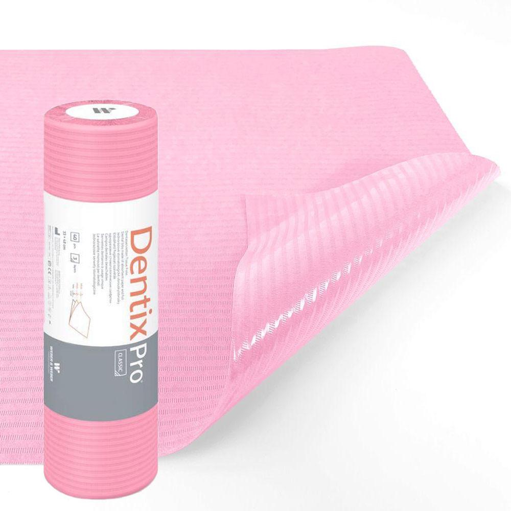 Dental Napkin On a Roll 33cm X 48cm Pink Foiled 54g Dentixpro 40 Pcs