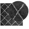 Shaggy Rug High Pile Modern Black and Cream 120 X 120 Cm