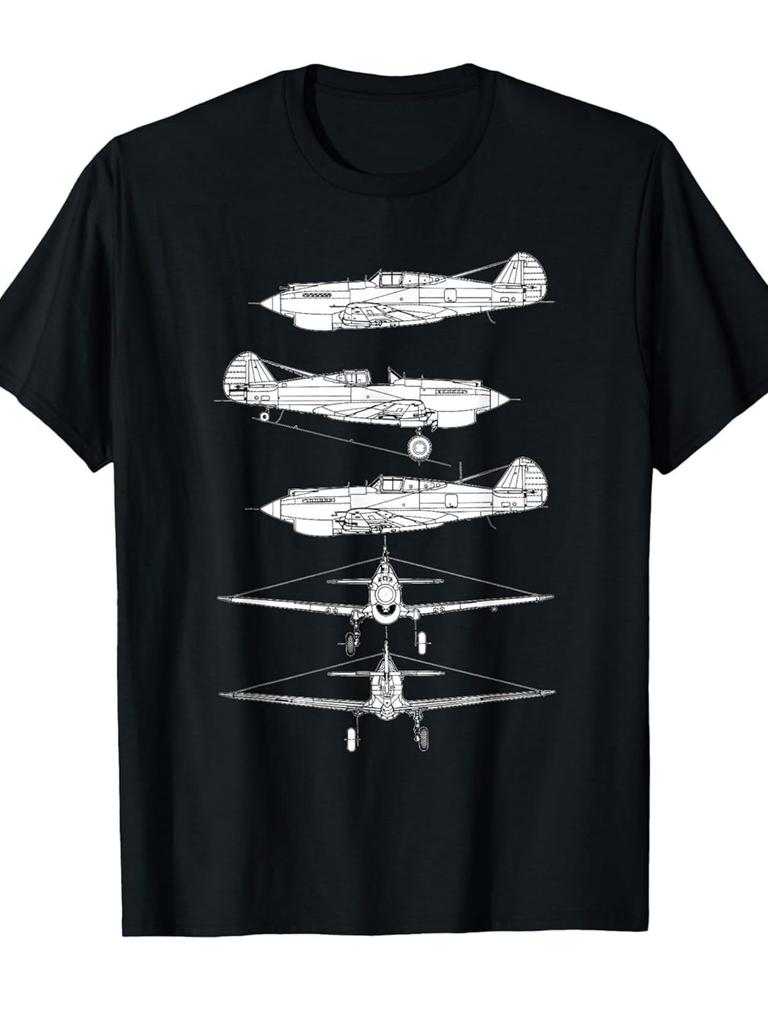 Curtiss P-40 Warhawk Fighter Aircraft WW2 Airplane T-ShirtSame style for men and women 2025 summer s