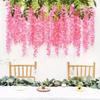 12pcs Long Branches Artificial Plant Vine Hanging Trailing Silk Flower  Wedding Decoration