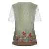 Women's Fashion Casual Lace Sleeve V-Neck Lace Trim Printed Short Sleeve Tops
