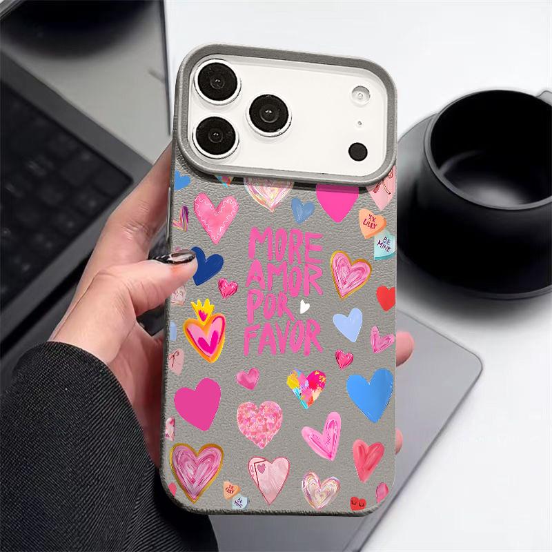 Miękkie etui na telefon z nadrukiem serca dla iPhone Air 17 16 15 14 Pro Max 13 12 Pro Max 11 17 16e Odporne na wstrząsy Silikonowe z teksturą skóry