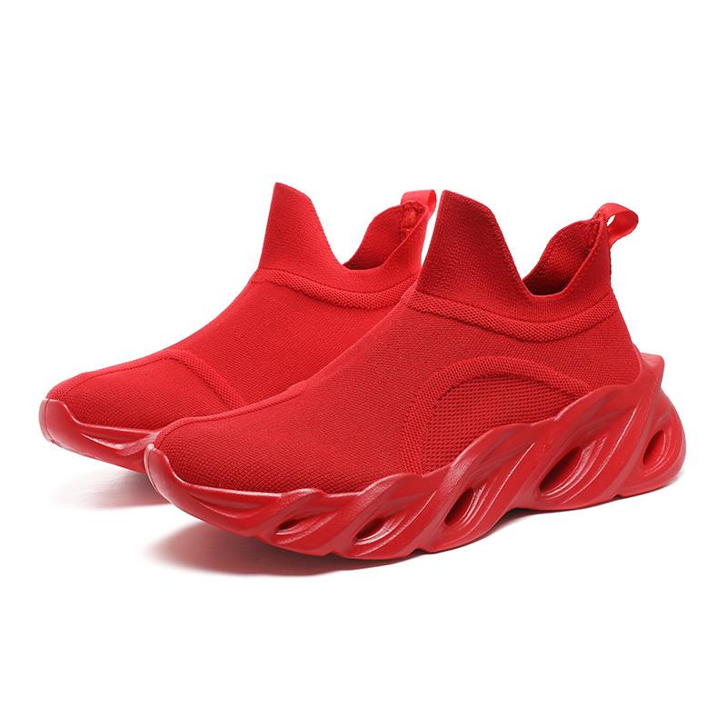 Trend Red Men's Running Shoes Knit Platform Blade Sneakers For Men High Top Socks Slip-on Walking Shoes Women tenis masculino