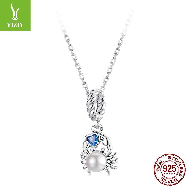 Crab Pearl Pendant S925 Silver Beaded Source Factory Versatile Simple Diy Beaded Bracelet Accessories