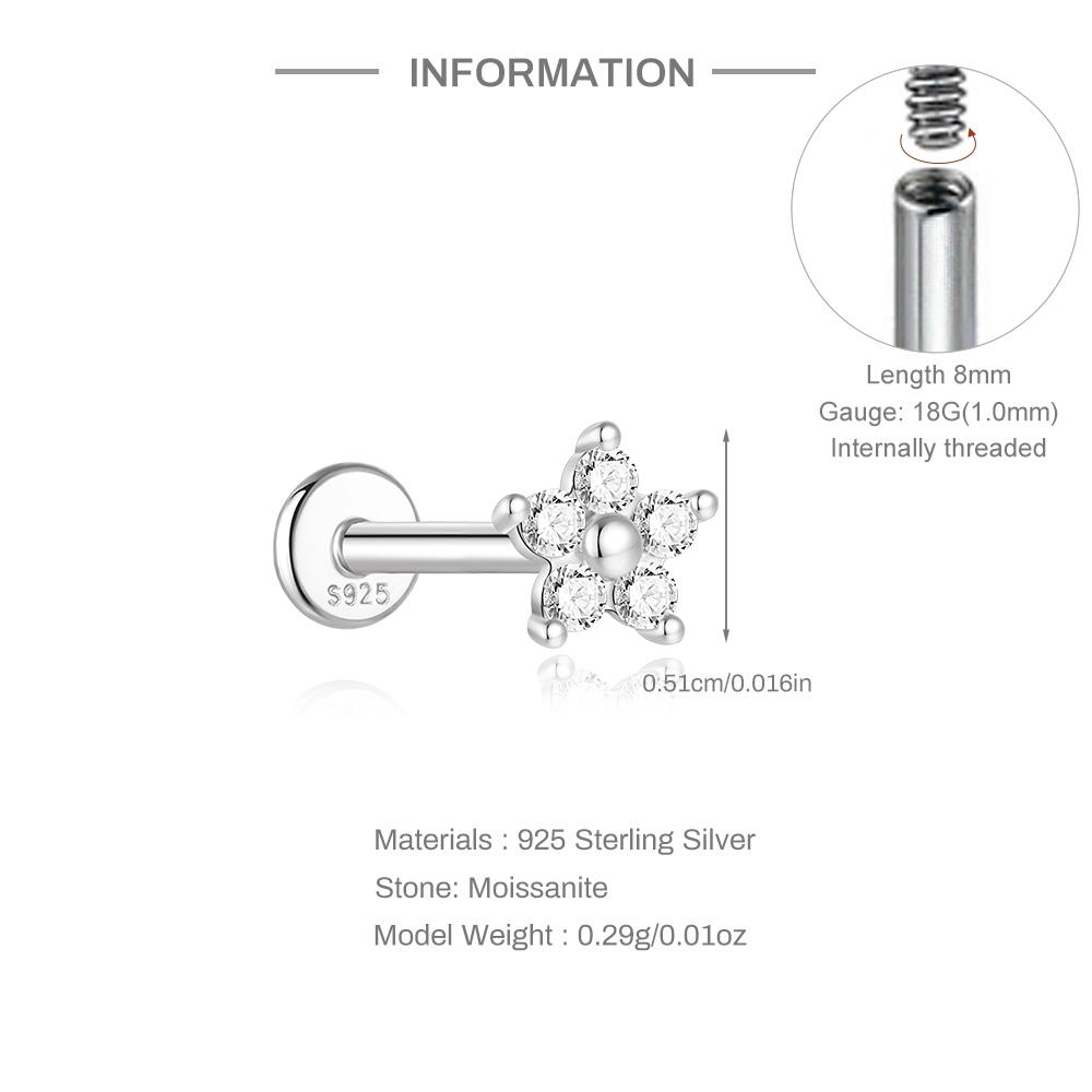 AIDE 925 Silver 1PC Mini Moissanite Four-Claw Screw Stud Earrings Casual Design DIY INS Ear Studs For Lady Jewelry