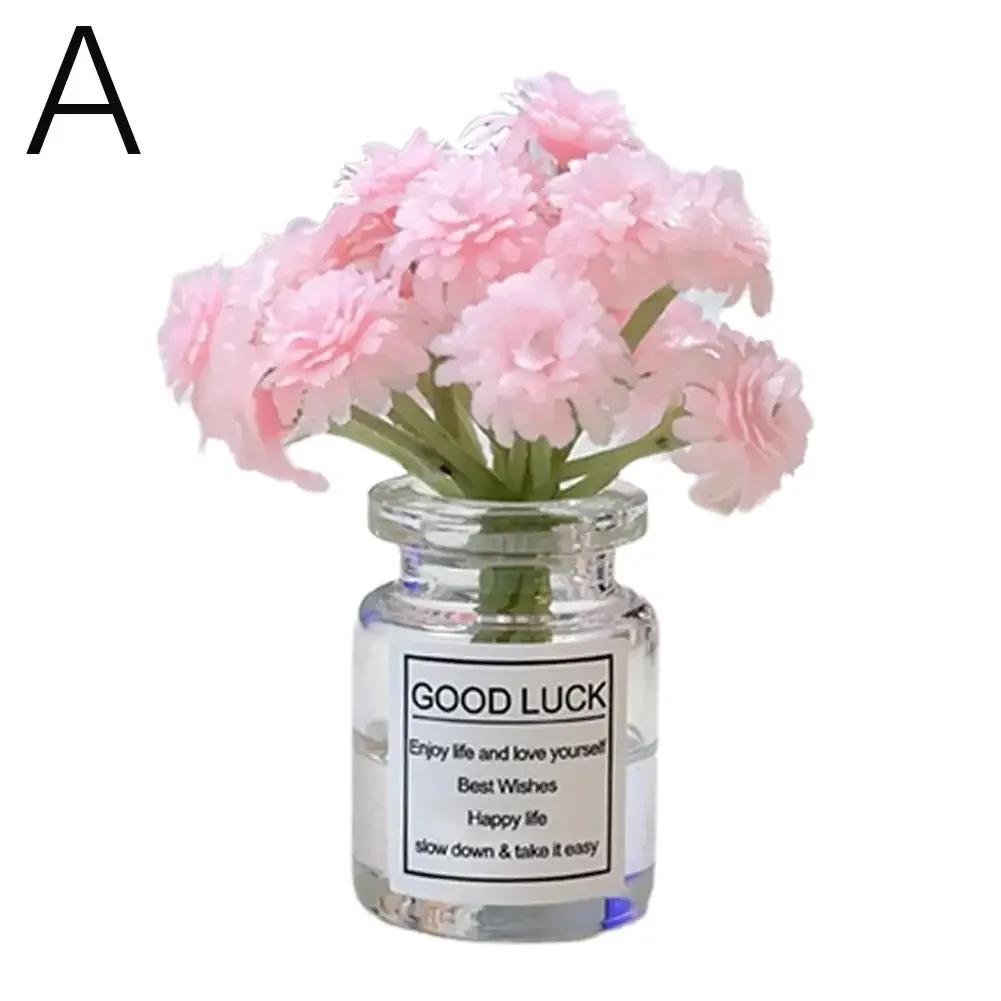 

Mini Sakura Lavender Jasmine Car Ornaments Center Console Ornaments Vibrant Flowers Vase Glass Micro Landscape For Gifts Amagi