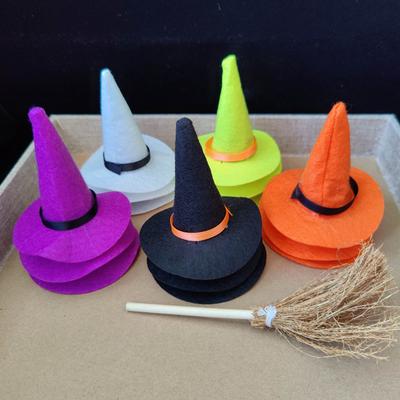 Mini Witch Hat Decoration Craft Diy Supplies Witch Hats And Mini Broom Small Witch Hats For Craft DIY Decorative Hat