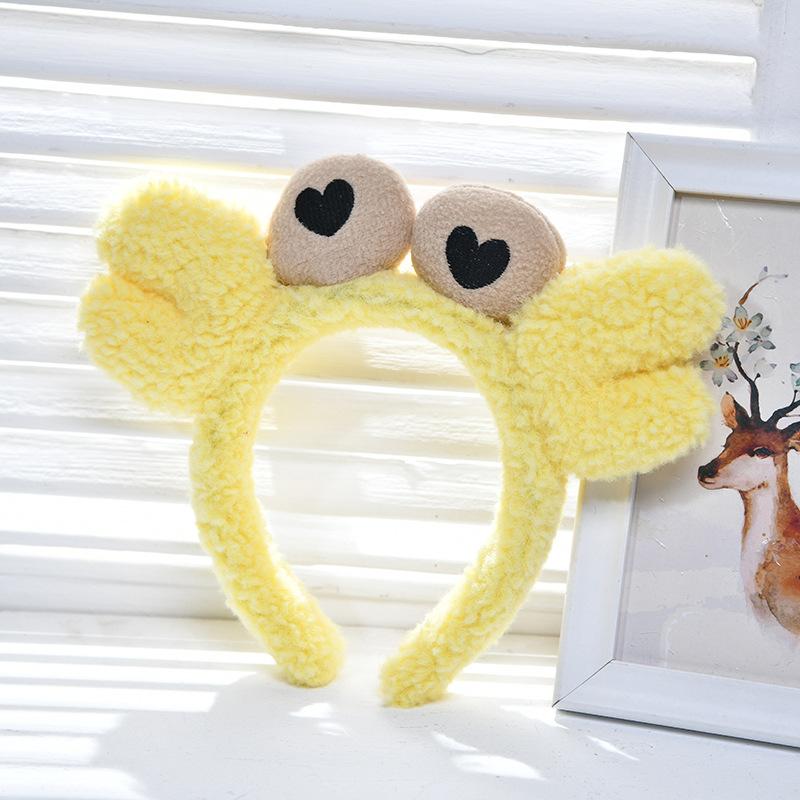 Cute Crab Big Eyes Pink Blue Yellow Red Green Orange Non-Slip Fluffy Hair Hoop Headbands Headwear For Women