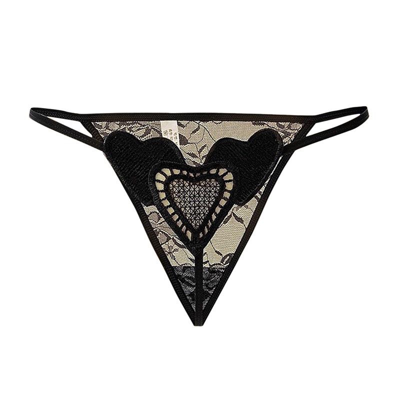 Women's Sexy Lace Underwear G-string T-back Thong Transparent Lingerie with Bow Detail Cute Pearls Embellished Back Bow Panties