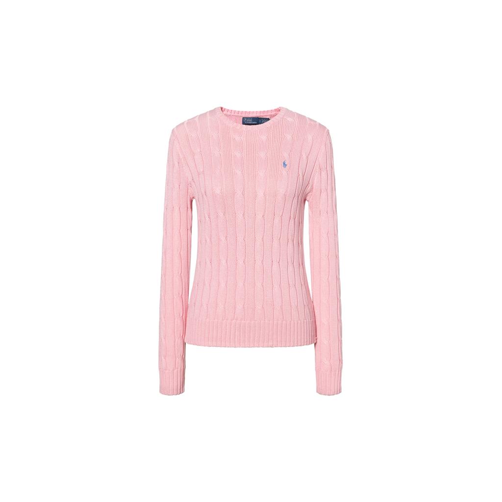 Polo Ralph Lauren SS23 Solid Color Logo Embroidered Slim Fit Cable Knit Sweater Women sweater Pink WMPOSWENC020592-650