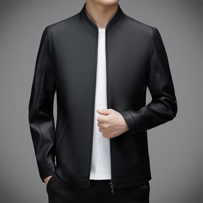 

Новая осенне-зимняя кожаная куртка мужская куртка из овчины повседневная короткая куртка для папы единый стиль 4XL