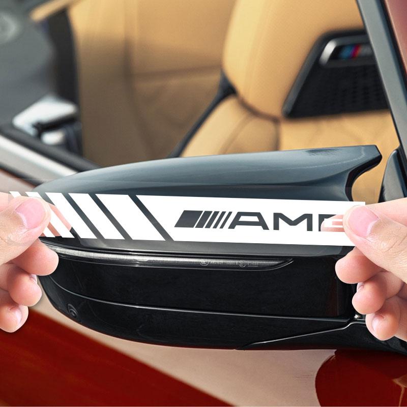 2Pcs Car Stripe Stickers Rearview Mirror Reflective Vinyl Decals Decoration For Mercedes Benz AMG W204 W205 W212 W213 W222 x153 W176 W177 Keychain
