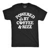 Mens Funny T Shirts Powered By Coffee and Rizz Sarcastic Caffeine Graphic