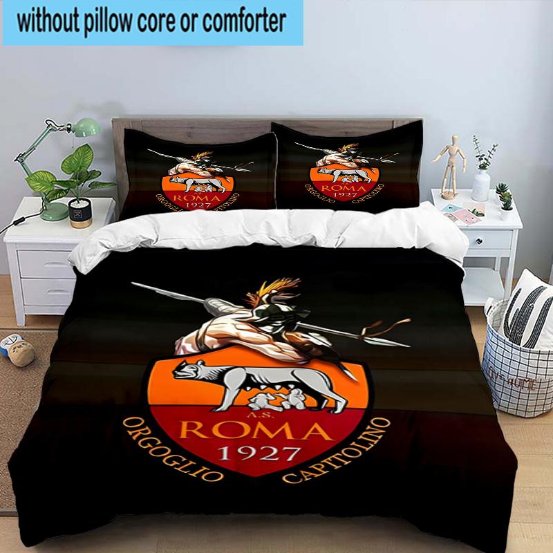 Set Biancheria da Letto Stampato 3 Pezzi Wolf Football Club Roma Copripiumino Chiusura Include 1 Copripiumino & 2 Federe Set Biancheria da Letto Arredamento Casa Regali