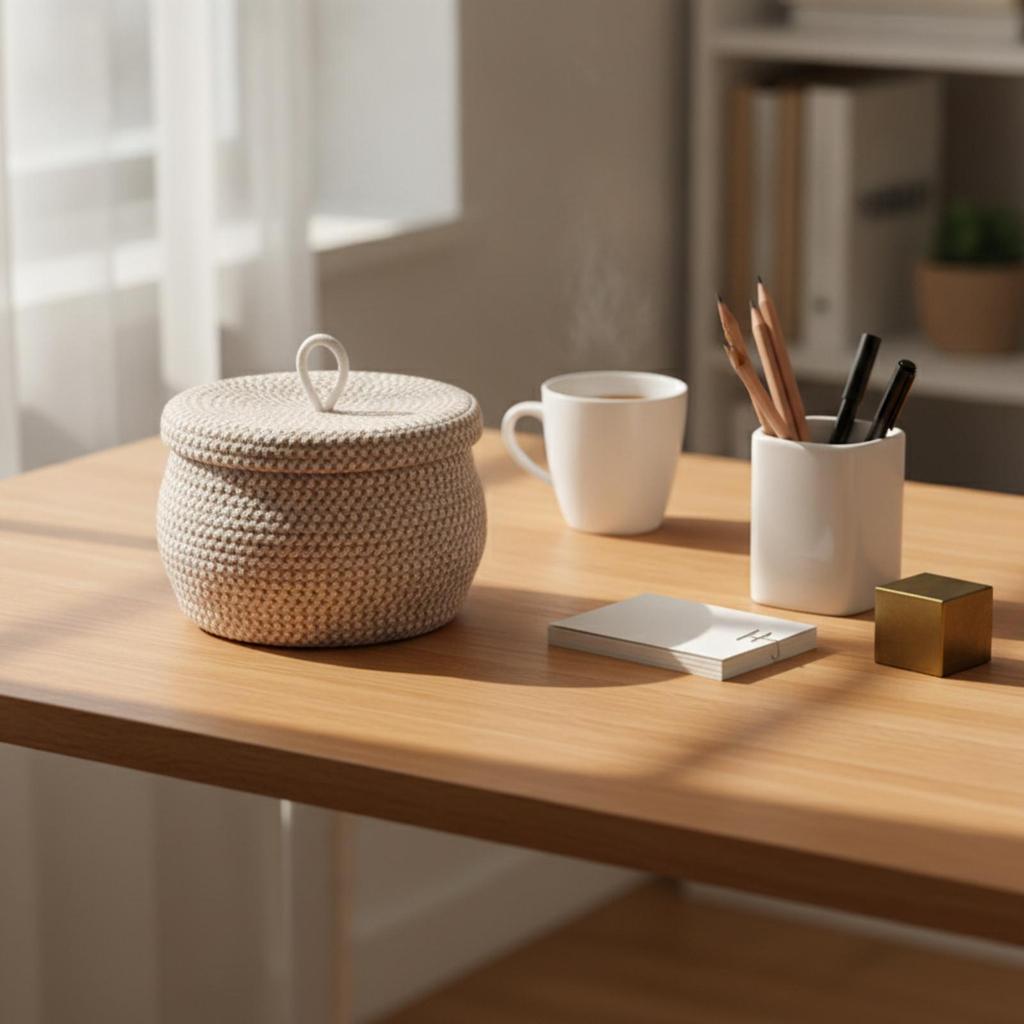Braided Cotton Storage Basket with Lid for Dressing Areas, Living Areas