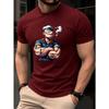 Summer Men's  Casual Fashion Classic Cartoon Pattern Printed Loose Sports Round Neck Short Sleeve T-shirt