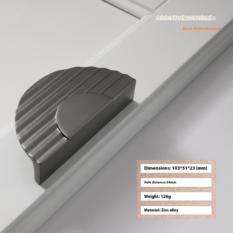 Modern Wave Gray Gold Brass Furniture Handle Wardrobe Dresser Cupboard Cabinet Drawer Shoe Box Knob