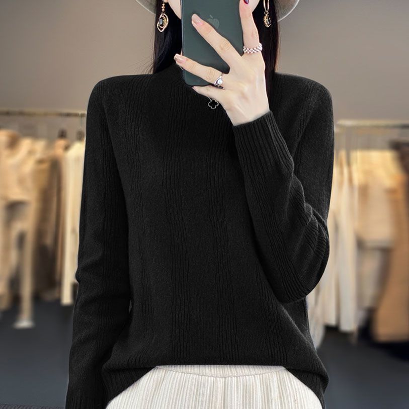 Women's Pullover Sweater Spring Korean Version Solid Loose Knit Sweater Short Top Spring and Autumn Base Top Women