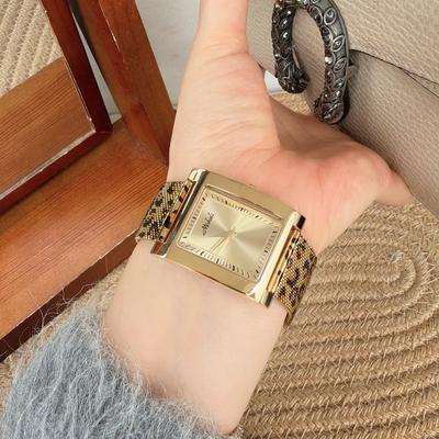 Square Leopard Print Strap Women'S Watch Large Dial Simple Fashion Atmosphere Steel Watch