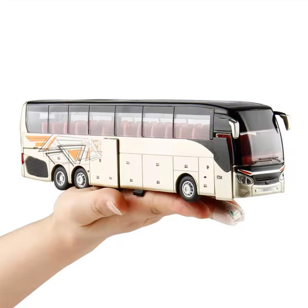 Druckguss 1:32 Bus Metall Simulationsauto Legierung Fahrzeug Spielzeugmodell Räder Beweglich Sound und Licht Rückzieher Türen Öffnen Bus Modell Spielzeug