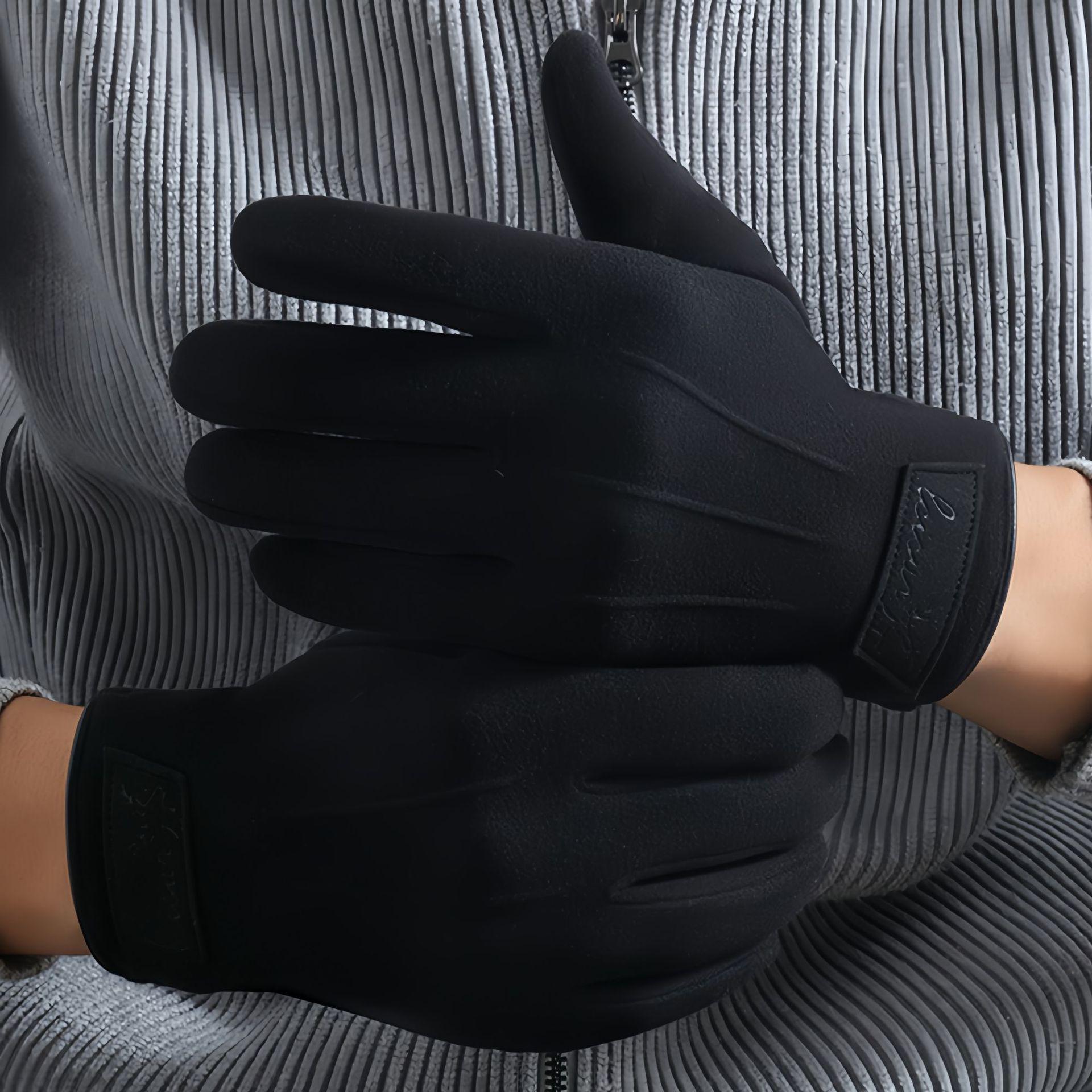 

Чоловічі теплі зимові рукавички з сенсорним екраном - на оксамитовій підкладці, вітрозахисні, холодостійкі для водіння та їзди на велосипеді Men s One Size чорний