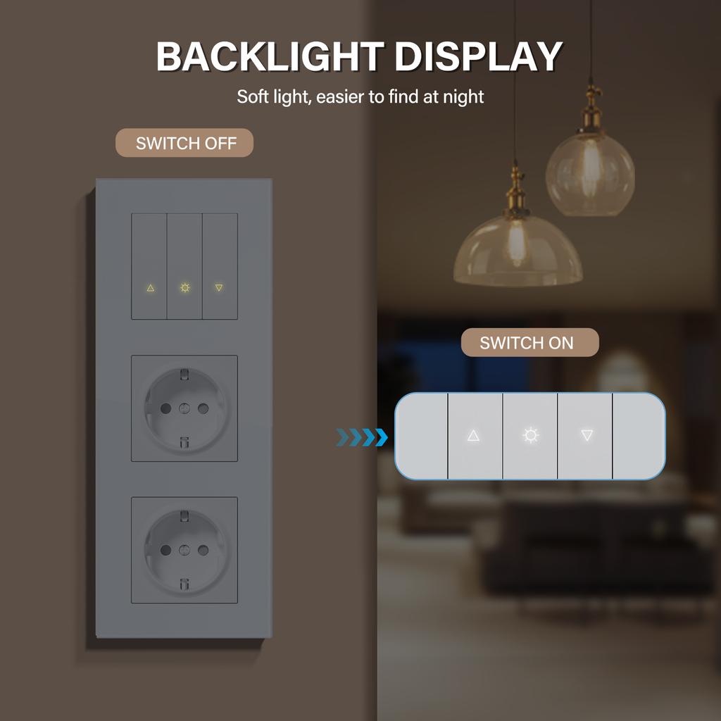 BSEED Wifi Light Switches Smart Dimmable Switches Tuya Smart Life App Control Plus EU Sockets USB Type-c Without Wifi White