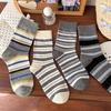 Women's Autumn and Winter Trend Fashion Match Color Retro Stripes Color Collision Tube Stack Socks