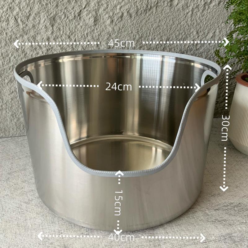 

Large Stainless Steel Cat Litter Box High-Sided Anti-Splash Litter Tray Semi-Enclosed Toilet for Kitten Indoor Durable Pet Potty