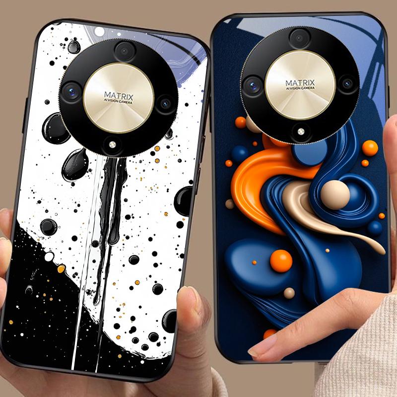 Color Ink Dot White For Honor Magic 6 50 70 90 Lite X7b 200 Pro Nova 10 Nova 5T X6 P30 Pura 70 Ultra Tempered Glass Phone Case