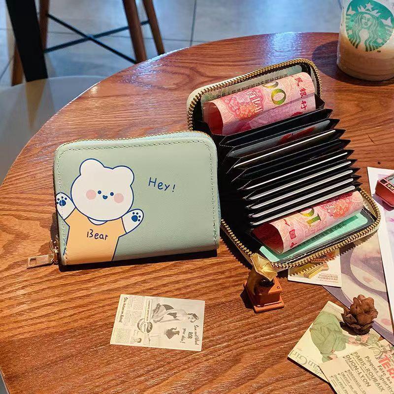 Sac à cartes PU fermeture éclair porte-cartes dessin animé sacs à certificats porte-cartes portefeuille femmes
