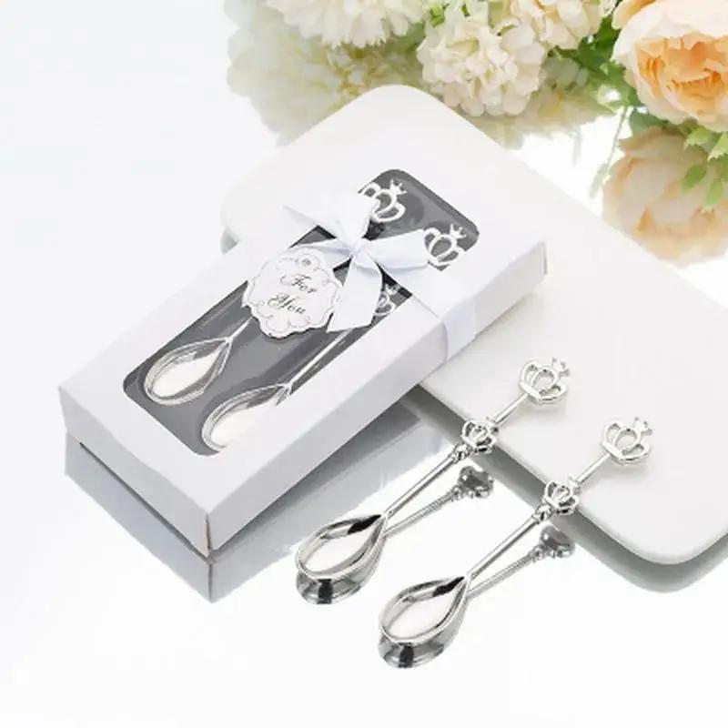 

2pcs/set Stainless Creative Steel Coffee Spoon Teaspoon Spoon Wedding Souvenir Bridal Shower Valentine s Wedding Birthday Gifts серебряный