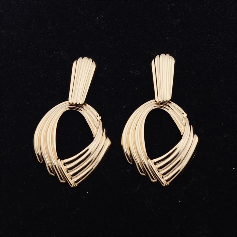 Exaggerated Geometric Irregularity Smooth Metal Twist Pendant Earrings for Women Temperament Jewelry