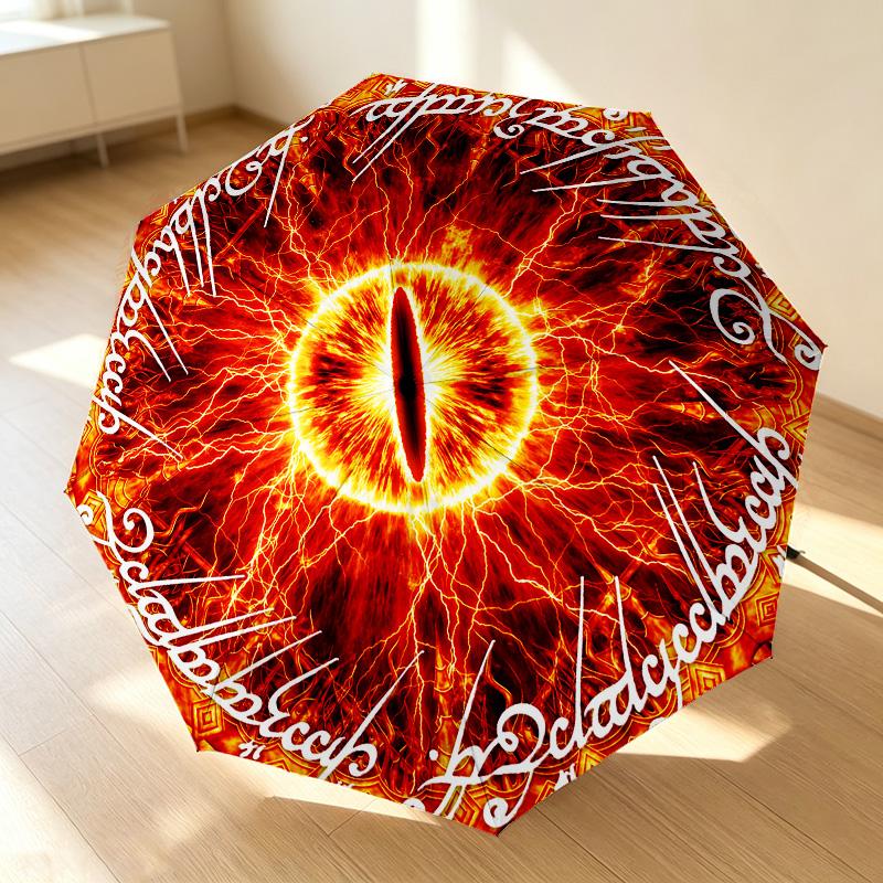 Eye Sauron 8 Ribs 3Fold Black Glue Uv Protection Umbrella Sun Protection Rainproof Compact Folding Umbrella For Travel Daily Use C9239