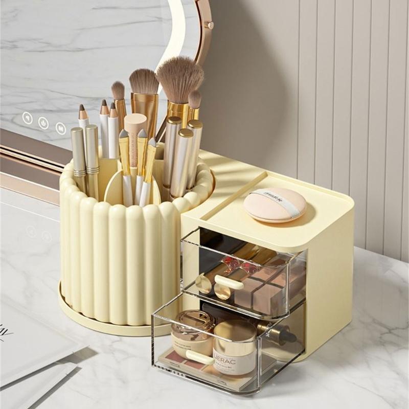 Large Capacity Rotating Pen Holder Desktop Drawer Makeup Organizer Stationery Box Case School Office Desk Storage Shelf