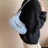 Women Shoulder Handbag Vintage Casual Hobos Denim Star Decor Solid Color Underarm Bag for Girls Ladies Purse Tote