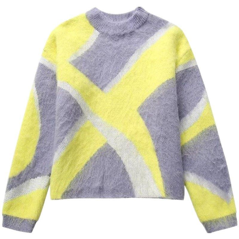 Fashion Style 2023 Fall and Winter New Arrival Women's Clothing Slim Looking Versatile Stitching Sweater Knitwear 2893118 330