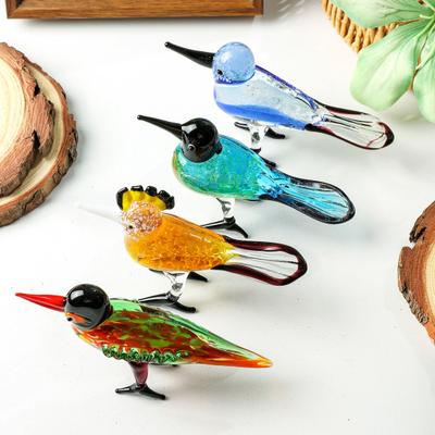 Einzigartige Glashandwerke für Regale Handgeblasene Vogelfiguren, Bunte Mini-Statuen, Kunstdekorative Skulpturen Tierische Ornamente Teetisch Bücherregal Zuhause