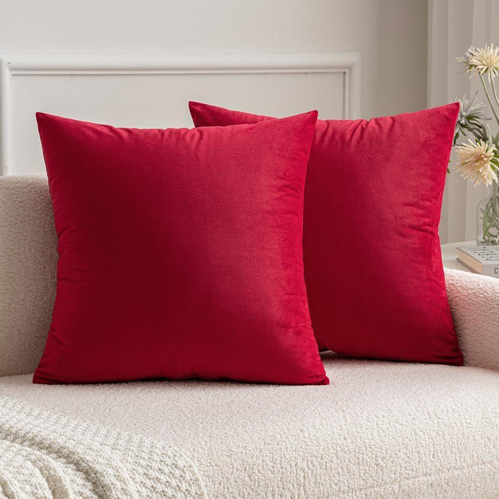 Velvet Solid Pillow Cover Removable Washable Sofa Cushion Case Soft Cozy Home Decor Elegant Comfortable Accent