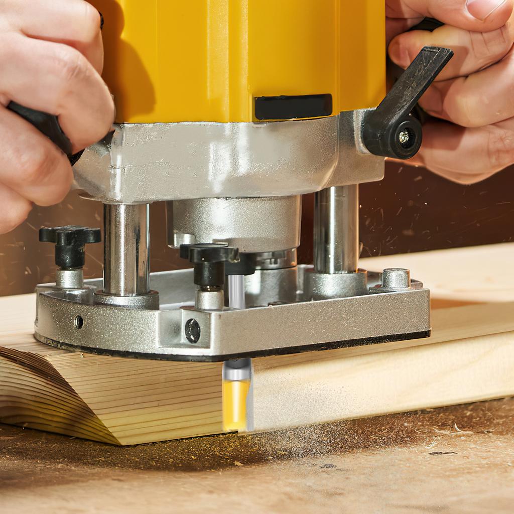 4Pcs Top Bearing Flush Trim Router Bit Set Carbide Flush Cut Router Bit 1/4 Inch Shank Wood Trimming Cutter for Woodworking