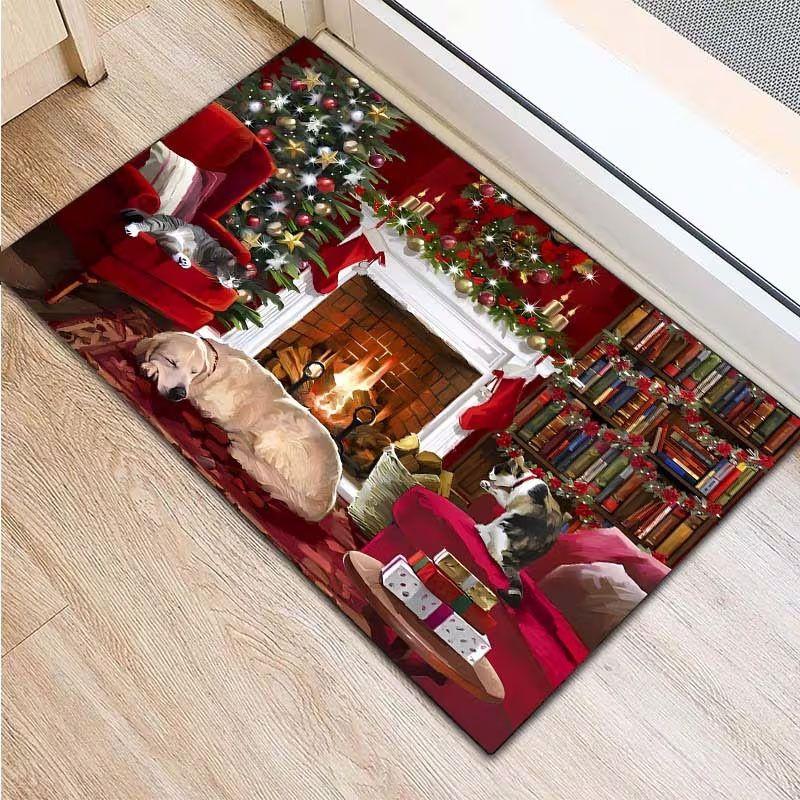 Christmas Gnome Area Rug Winter Snow Scene Non Slip Floor Mat for Entrance Hallway Bedroom Xmas Holiday Home Decor