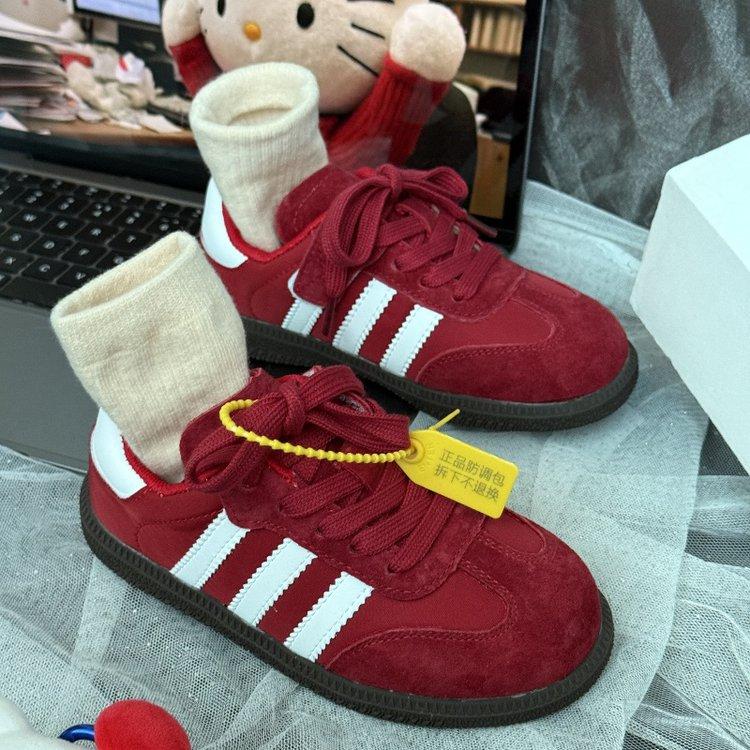 

Версия из мягкой кожи~ Бордовые детские кеды для моральной подготовки, осенние, на мягкой подошве, детская повседневная обувь, спортивная обувь «Форрест Гамп» 37 yards inner length 23.0CM красный