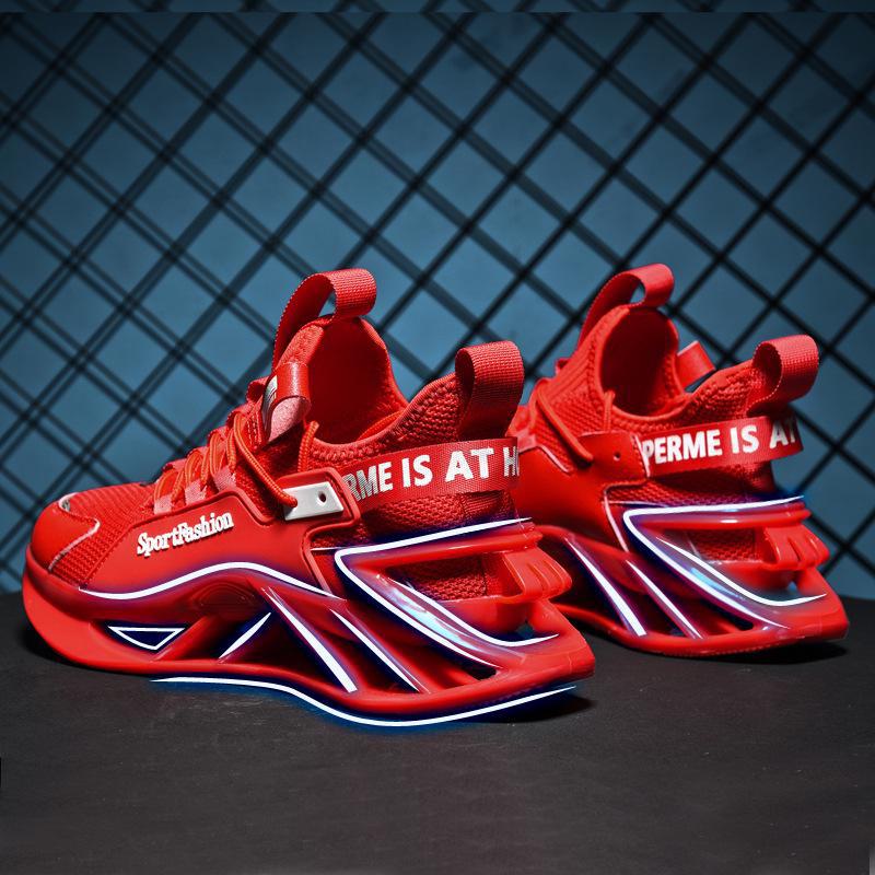 Men's Cross-Border Chinese Style Shock-Absorbing Running Shoes - Spring, Summer, and Autumn Breathable Blade Design, Large Sizes Available.