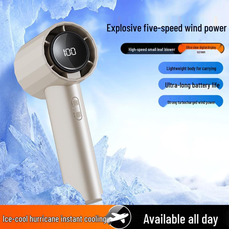 100-Speed Handheld USB Fan with Digital Display - Portable Turbine for Outdoor Camping